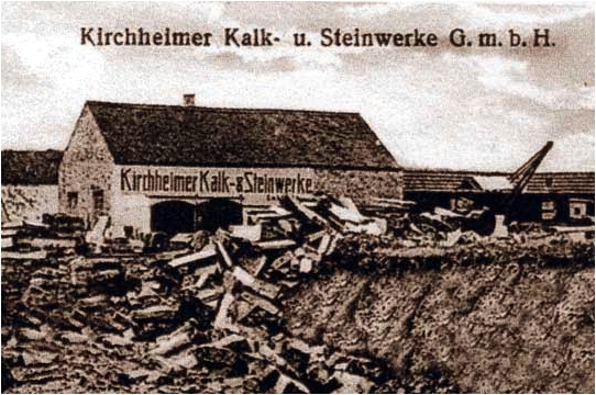 Die Kirchheimer Kalksteinwerke auf einer Postkarte um 1900